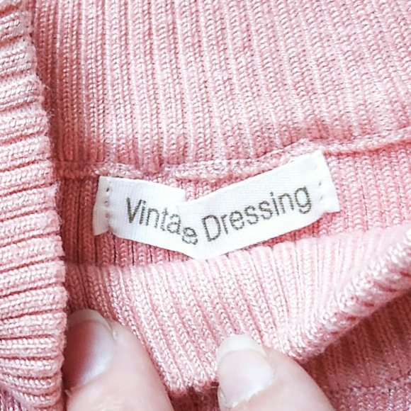 VINTAGE DRESSING Long Pink Cold Shoulder Bodycon Dress, One Size - Picture 4 of 6